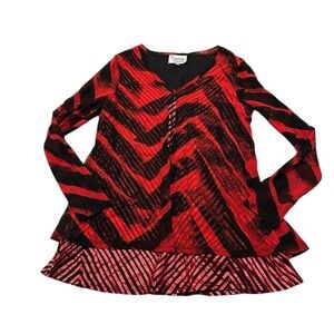 3/$15 LYNN RITCHIE vintage red and black blouse